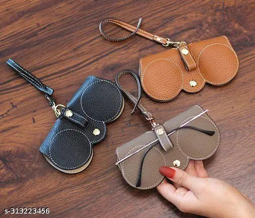 Soft Leather Glasses Bag with Lanyard Slim Anti Scratch PU Leather Sunglasses Case Flexible Eyeglasses Pouch Cute Cartoon Storage Holder Portable Spectacle Storage for Women Men Girls